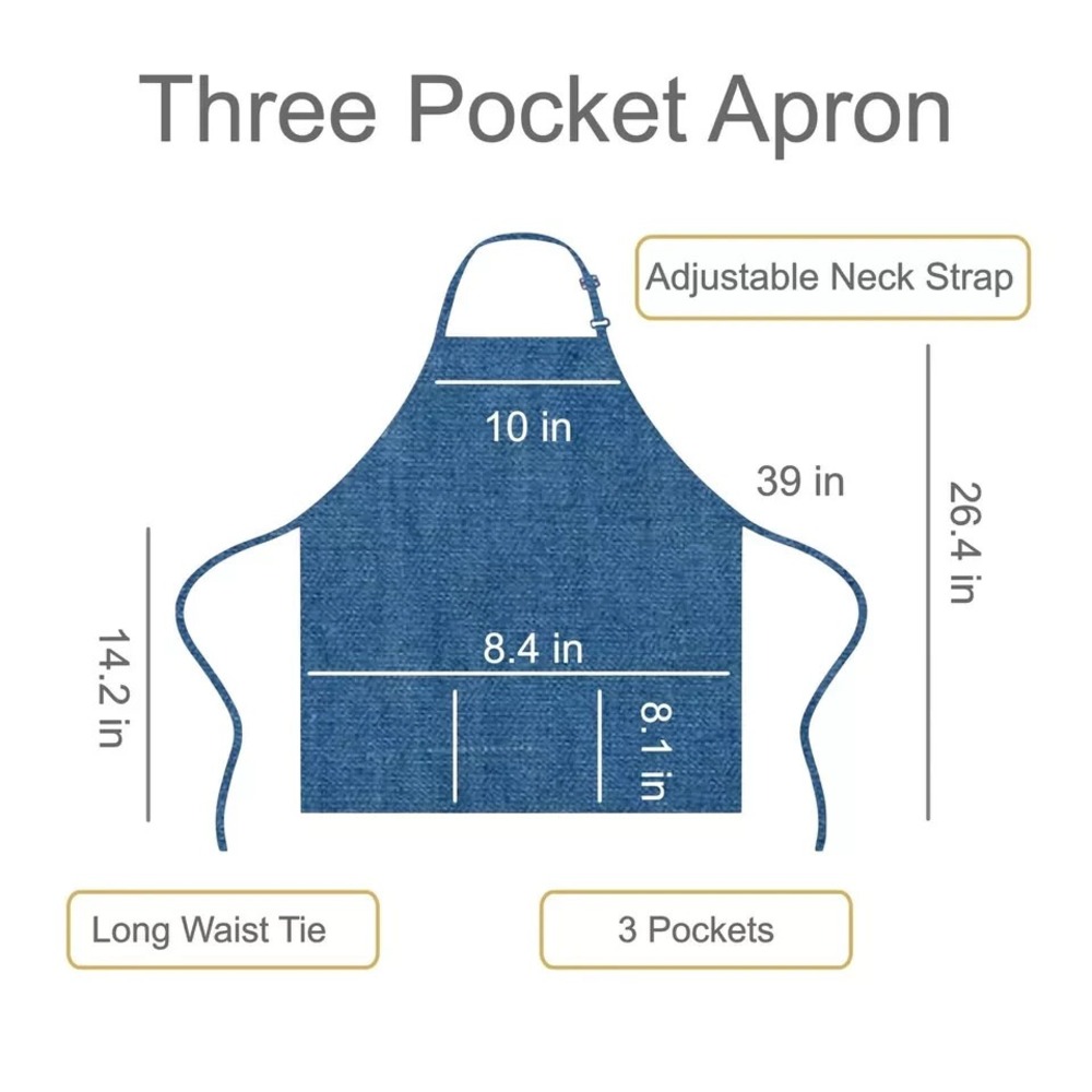 SOITU Denim Apron 3 Pocket Chef Server Hairdresser Waterproof Adjustable Unisex
